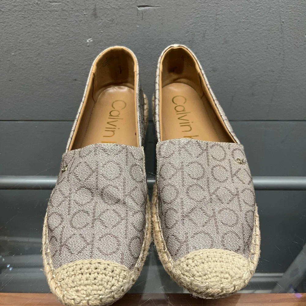 Calvin Klein Brown Espadrille Flats with Jute Sole